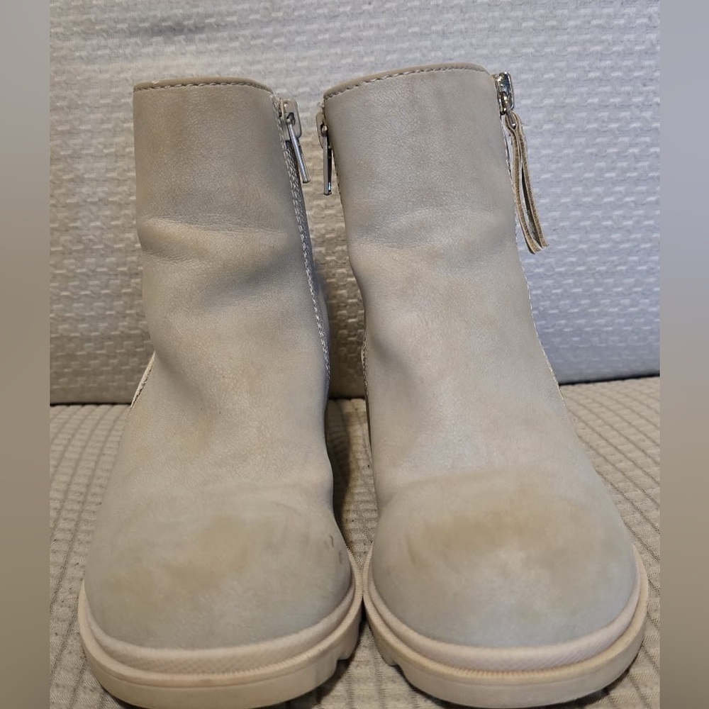 Jellypop Cream Suede Ankle Boots with Minimalist Design